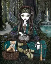 Woodland Fairy Magical Forest Mongoose Koi Enchanted Zoti Signed Jelina Print