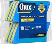 Chux Non Scratch Scourer + Foam Sponge, 6 Angled Scourers Suitable for Delicate Surfaces, 6 Count