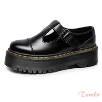在飛比找momo購物網優惠-【Taroko】純色T字帶雙層真牛皮厚底松糕鞋(黑色)