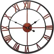 Large Wall Clock, Outdoor Garden Roman Numeral Wrought Iron Clock, Waterproof Metal Interior Decoration Quartz Wall Clock, Retro Decoration Silent Clock 50cm