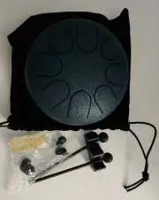 Steel Tongue Drum 6.5 Inch 8 Note Percussion Instrument With Bag-Black-New-US