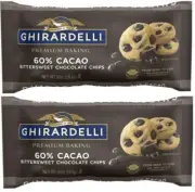 Ghirardelli 60% Cacao Bittersweet Chocolate Baking Chips 10 oz (2 Bags) Premium