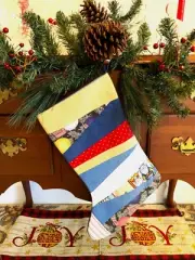 Handmade Patchwork Christmas Stocking - Farmhouse, Rustic