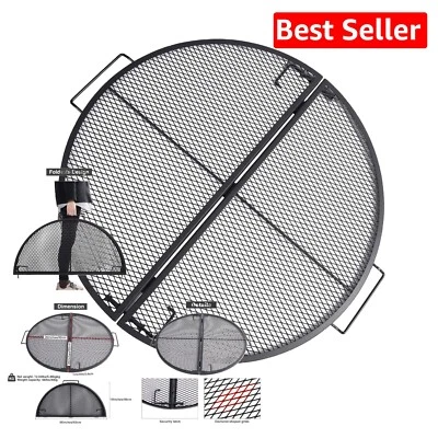 Durable 36-Inch Folding Fire Pit Grill Grate with Handles - Ideal for Picnics