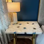 White and Blue Agate Table Top agate Dining table Console Table agate Counter
