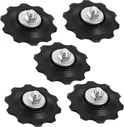 5pcs Rear Derailleur Guide Wheel Bike Upper Guide Pulley Rack and Pinion Steering Assembly Bike Wheel Bolt Kit Cycling Gear Bag Plastic Black