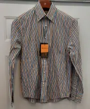 BEN SHERMAN SIGNATURE TERRITORY MENS STRIPED LS MOD SLIM FIT SHIRT SIZE L NWT