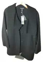 Gorgeous Eileen Fisher Black Wool Doubleface Funnel Cocoon Coat Jacket $598