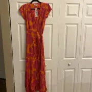 XIX palms nineteen palms maxi floral Aruba Wrap Dress Size Small Hawaii NEW
