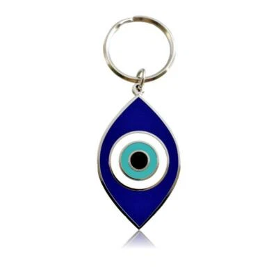 Evil Eye Greek Turkish Hard Enamel Metal Key Ring Blue Keyring Lucky Key Chain