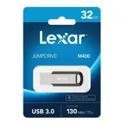 Lexar M400 32GB JumpDrive USB3.0 Flash Drive, up to 130MB/s read,the stylish metal and key ring design lets you easily transfer files anywhere LJDM400032G-BNBNG