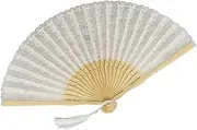 Nlrlo Chinese Fan, Folding Lace Fan - Lace Fan Chinese Hand Held Fan,Handmade Vintage Elegant Hand Fan for Women Wedding Party Decoration