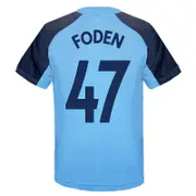 Manchester City FC Manchester City Boys T-Shirt Poly Training Kit Kids OFFICIAL Football Gift Sky Blue Crest Foden 47 10-11 Years