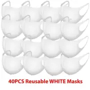 40 PCS White Pro Mask Washable & Reusable Fashion Face Masks US seller