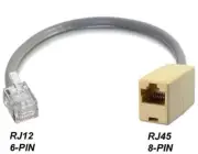 2 PK RJ12 RJ11 6P6C 6-PIN M to RJ45 CAT5 ETHERNET 8P8C 8PIN F NETWORK 2 ADAPTER