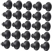 25pcs Sturdy Metal Cabinet Handles Hampton Style Round Knobs Black for Kitchen Dresser and Bathroom Hardware