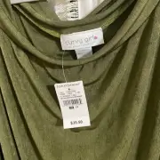 Curvy Girl By Ashley Stewart Lisa Top 2X & Leggings 3X Olive Green Plus Size Set