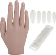 Vomeko Silicone Nail Training Hand,for Acrylic Nails, Flexible Joint Nail Art Practice Hand,Mannequin Hands (02)