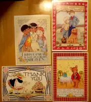 4 - UNUSED Assorted Vintage Cards with Illustrations by Mary Engelbreit 1992