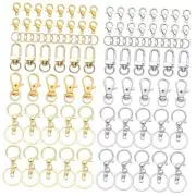 124 PCS Clasp Hooks Key Chain Clip Hooks Small Metal Swivel Key Chain Hook