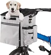Pet Bicycle Carrier Waterproof Dog Bike Basket Bag with Reflective Stripe, Adjustable Shoulder Strap, Safe Dog Backpack Carrier for Small Medium Cats and Dogs