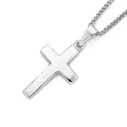 9ct White Gold 18mm Plain Cross Pendant