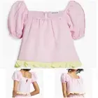 Dora Larsen Emelie cropped linen and organic cotton-blend pajama top Size 12