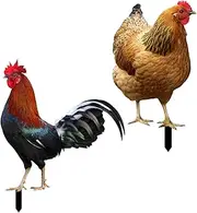 GALPADA 2pcs Acrylic Chicken Stake Garden Yard Decor Rooster Hen Sign for Decorative Chicken Yards Art