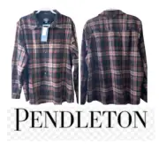 Pendleton Men's Plaid Lodge Flannel Shirt Red Gray 100% Virgin Wool NWT $159 XXL