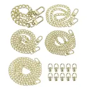 Flat Purse Chain 5pcs Light Gold Purse Strap Handbag Chains with D-Rings, 5 Size
