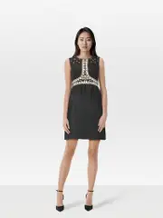 Black Silk Beaded & Sequinned Dress