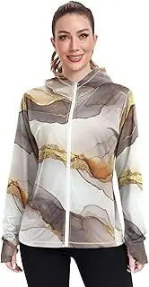 [Caihoyu] Plain Hoodie Long Sleeve Swim Shirts for Women UPF 50+ Protection Workout Sweatshirt Hiking Outdoor Performance, Multicolor13, Large