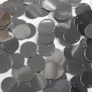 Round Flat Sequin 12mm Top Hole Hematite Shiny Gray Metallic. Made in USA