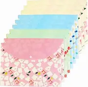10 Pack A4 Plastic File Folders, Envelopes Wallets with Snap Button, Floral Pattern Document Folder for School Home Work Office Organization, 4 Colors