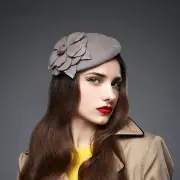 Flower Womens Dress Vintage Fascinator Wool Pillbox Hat Party Wedding A083