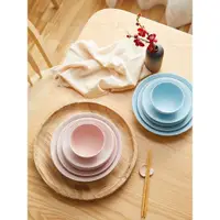在飛比找ETMall東森購物網優惠-日本進口手工美濃燒家用日式釉下彩餐具色拉盤冰淇淋粉色藍色盤子