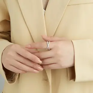 925純銀雙圈交叉小眾設計感戒指女ins潮冷淡風高級指環個性食指戒