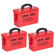 Lockout Tagout Box Portable LOTO Group Lock Box, 12 Padlock Capacity, Red (Pa...