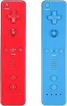Wii Controller 2 Pack - Wii Remote with Silicone Case and Wrist Strap (red+blue)