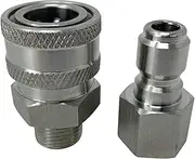 ESSENTIAL WASHER Pressure Washer Fittings Stainless Steel Quick Connect Coupler Socket/Plug Adapter Set (QC Socket/Plug Set - 3/8 Inch (M-NPT/F-NPT))