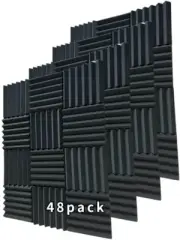 48 Pack Black12 "X 12 "X2" Acoustic Panels Studio Soundproofing Foam Wedge Tiles