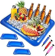 PLAFOPE 1set Inflatable Serving Bar Ice Food Server Tray Transparent Pump for Salad Drinks Snacks Super Capacity Easy Storage