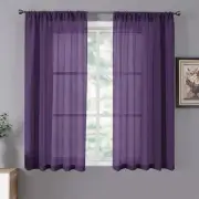 Short Sheer Curtain Linen Textured Living Room Curtains Sheer Light Filtering