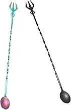 RORPOIR Practical Stainless Steel Stirring -in-1 Spoon Fork for Cocktails Tea Juices Home Bar Accessories