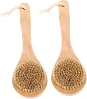 Ipetboom 2pcs Body Exfoliator Scrub Brush Back Scrubber Soft Boar Bristles for Shower