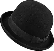 [KorhLeoh] Wool Bowler Derby Hat for Men Women Church Hats Short Brim Fedora Hat Costume Accessories for Parties,Dress Up（S/M）