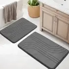 Bathroom Rugs Sets 2 Piece, Soft Memory Foam Bath Mat Set, 2 pieces Dark Grey