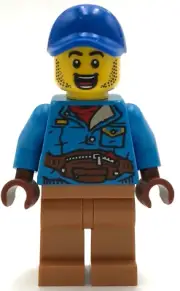 Lego New Man Blue Cap Dark Azure Jacket Medium Nougat Legs Part