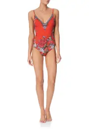 WIRED V-NECK ONE PIECE WONDERING WARATAH