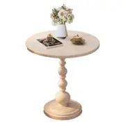 FatherCare Round End Table Metal Pedestal Table for Living Room Bedroom-White